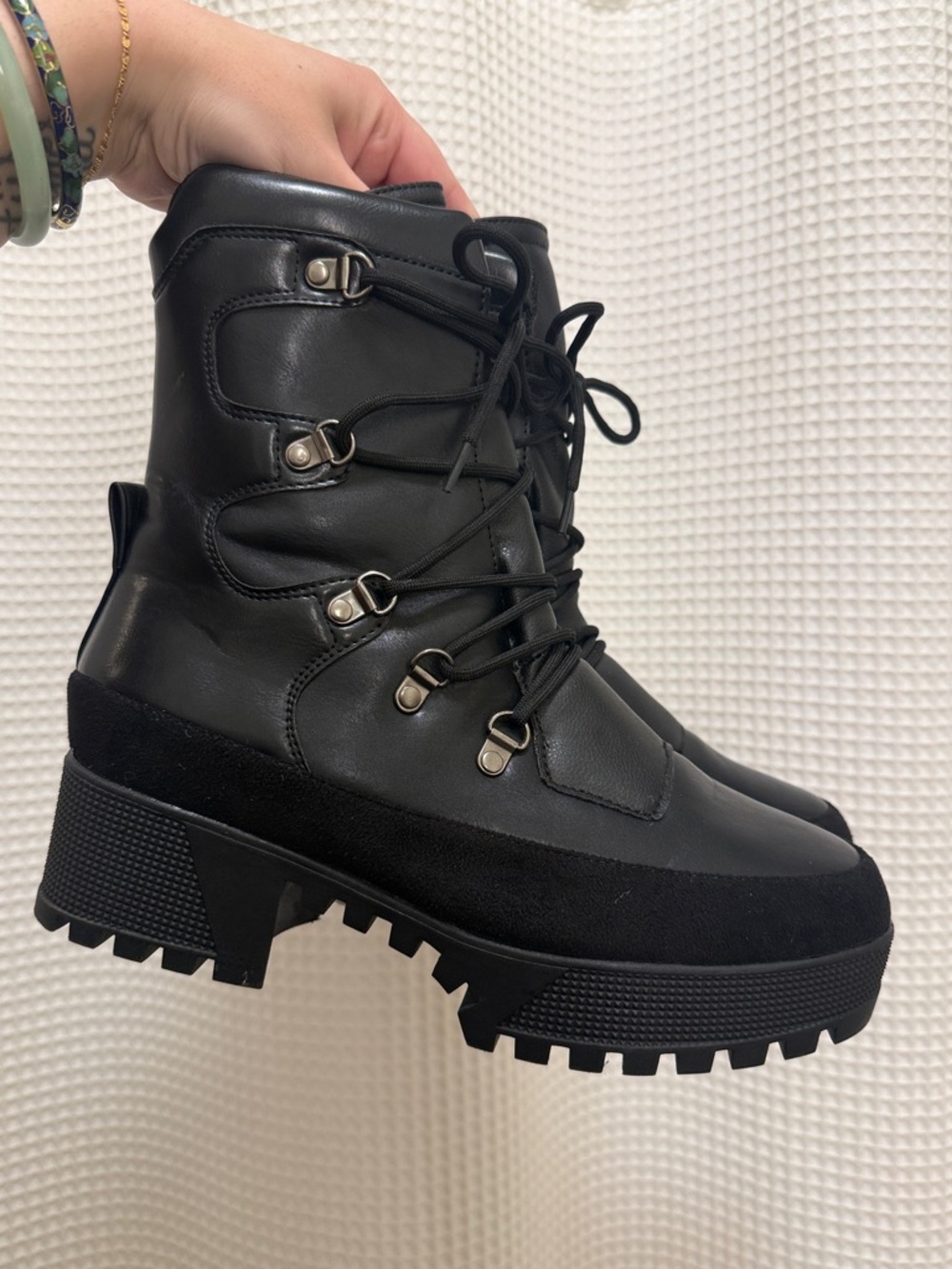 Cape Robbin Black Lace-Up Chunky Platform Combat Boots - Size 8 - Picture 2 of 7